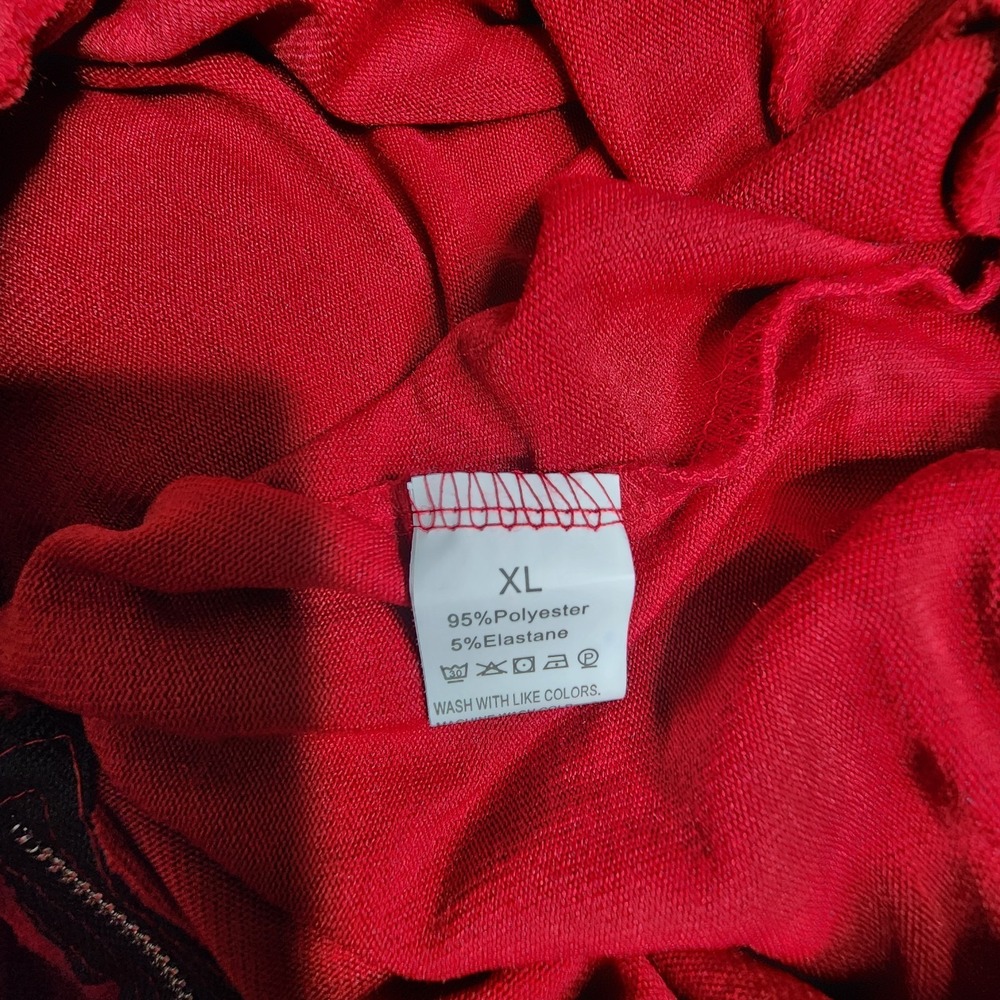 Red Romper Jumpsuit with Hoodie Comfy Size XL - Picture 5 of 9